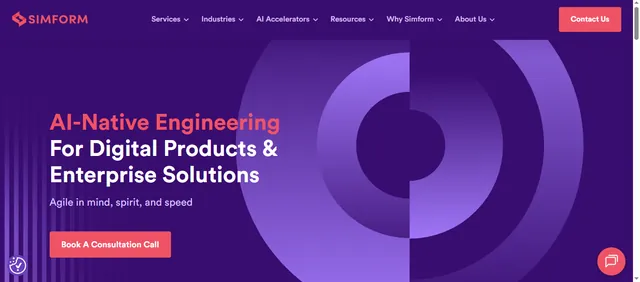 Simform website homepage screenshot