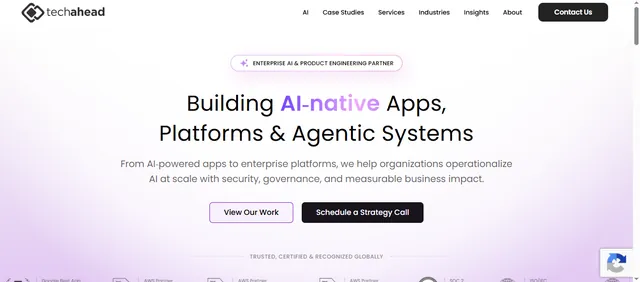TechAhead website homepage screenshot