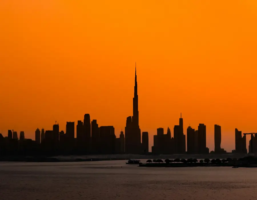 Dubai skyline at sunset